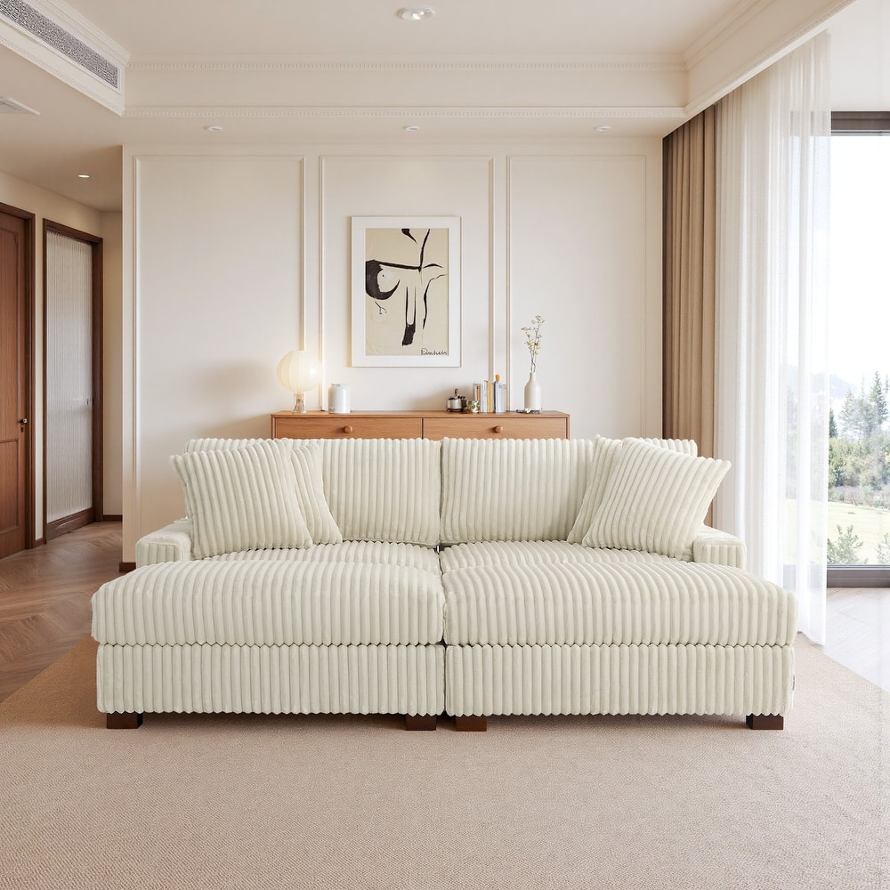 83.4" W Upholstered Sectional Modular Sofa with 2 Ottoman