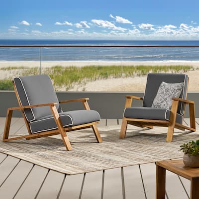 Paloma Acacia Wood Outdoor Club Chairs with Cushions (Set of 2) by Christopher Knight Home