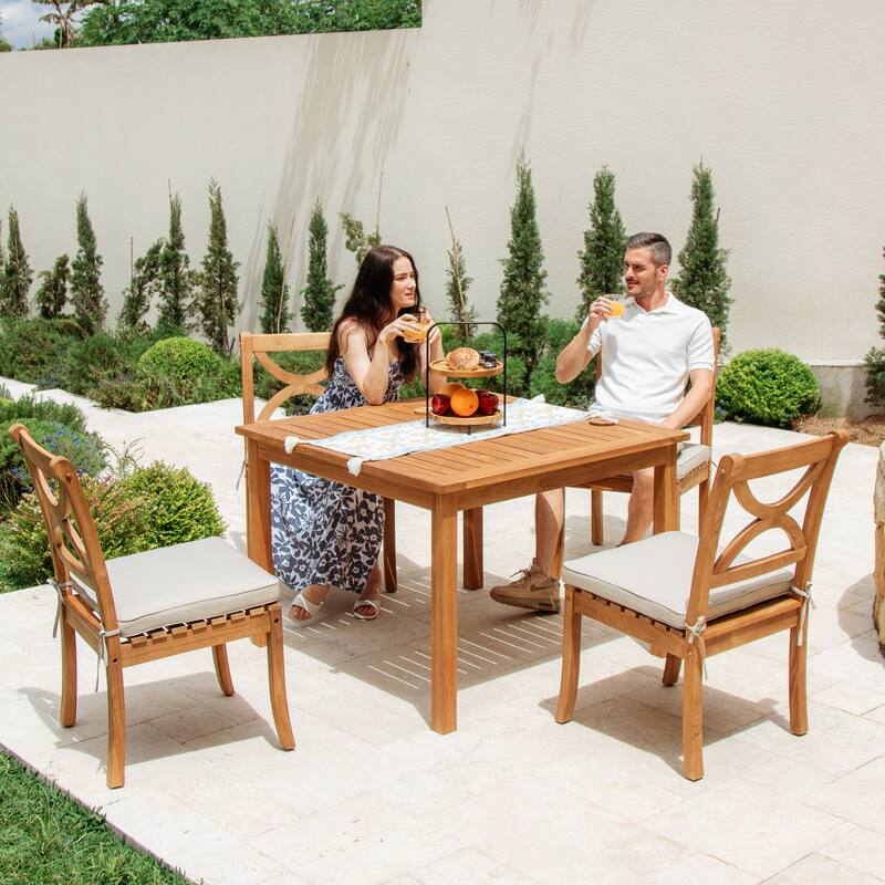 Cambridge Casual Lowell 5-Piece Teak Patio Square Dining Set