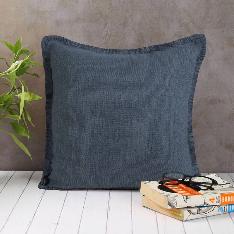 Hidalgo Solid Fringed Throw Pillow by Sevita