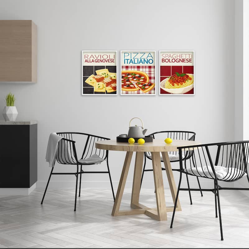 Stupell Classic Italian Pasta Meals Framed Giclee Art Design By Kim Allen (Set of 3)