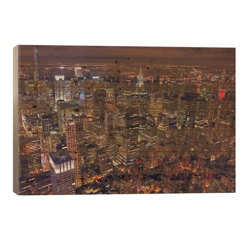 Night Life Print On Wood by Milton Mpounas - Multi-Color - 18x26x1.5