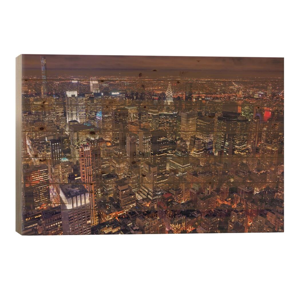Night Life Print On Wood by Milton Mpounas - Multi-Color