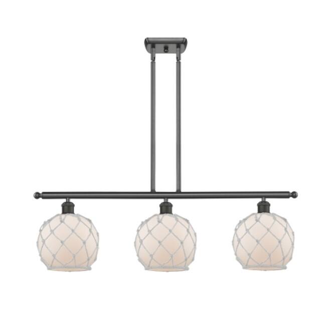 Innovations Lighting Farmhouse Rope 3 Light 36" Wide Linear Chandelier