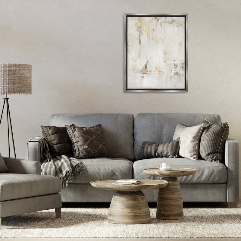 Stupell Natural Muted Abstract Framed Floater Canvas Wall Art Design By Victoria Barnes