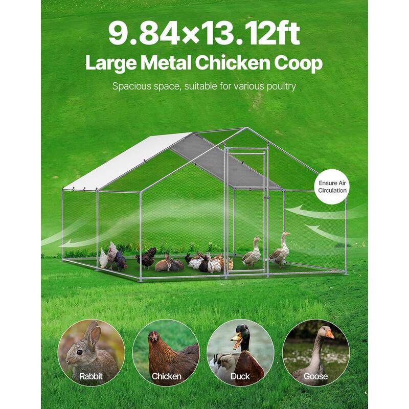 UIMOSO Metal Chicken Coop, Large Walk-in Chicken Runs with Cover, Hen House Enclosure with Security Lock