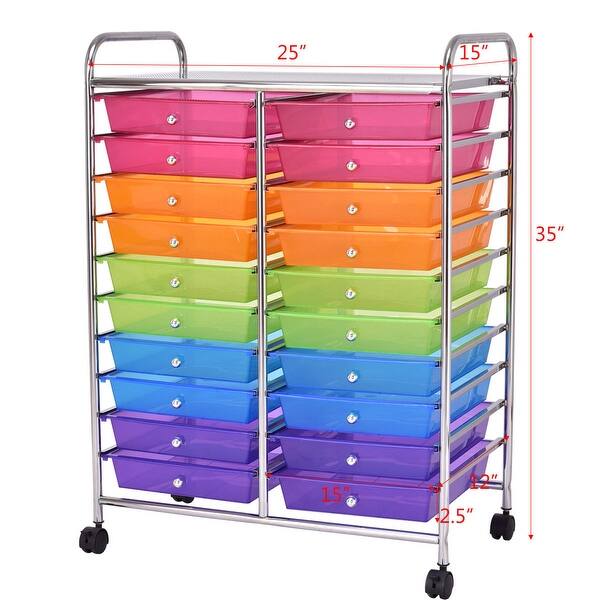 Shop Costway 20 Drawer Rolling Storage Cart Scrapbook Paper Office School 25 W X 15 D X 35 H Overstock 18729277