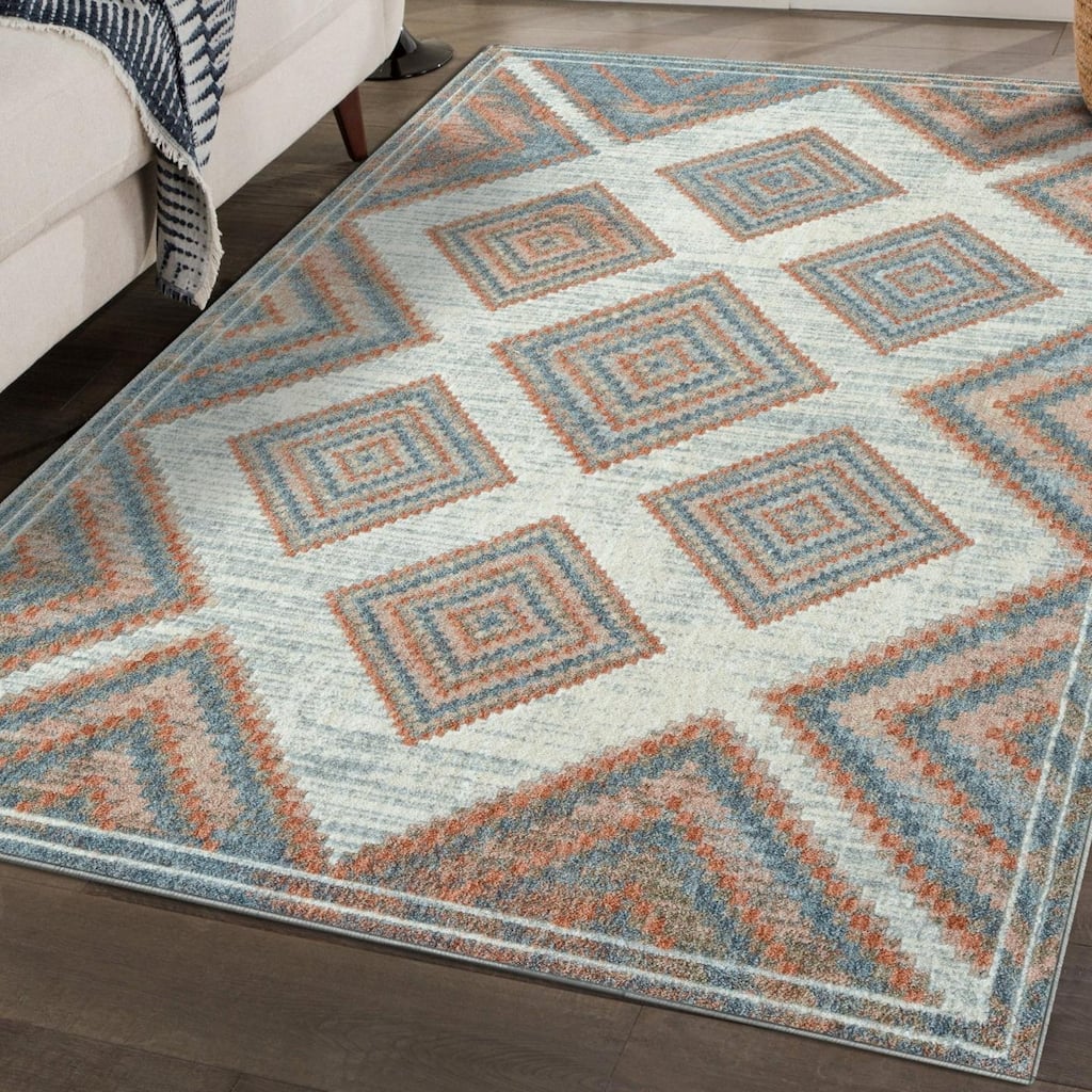 Luxe Weavers Multicolor Modern Geometric Area Rug for Living Room