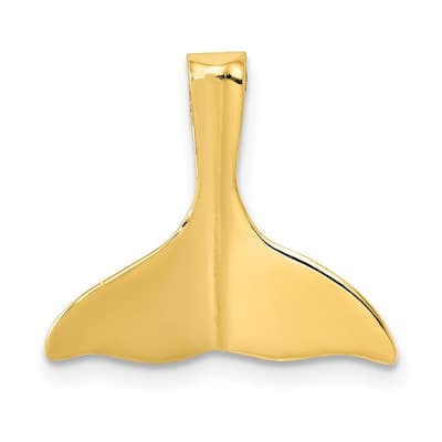 Curata 14k Yellow Gold Solid Polished Whale Tail Slide Pendant Necklace (15mm x 16mm)