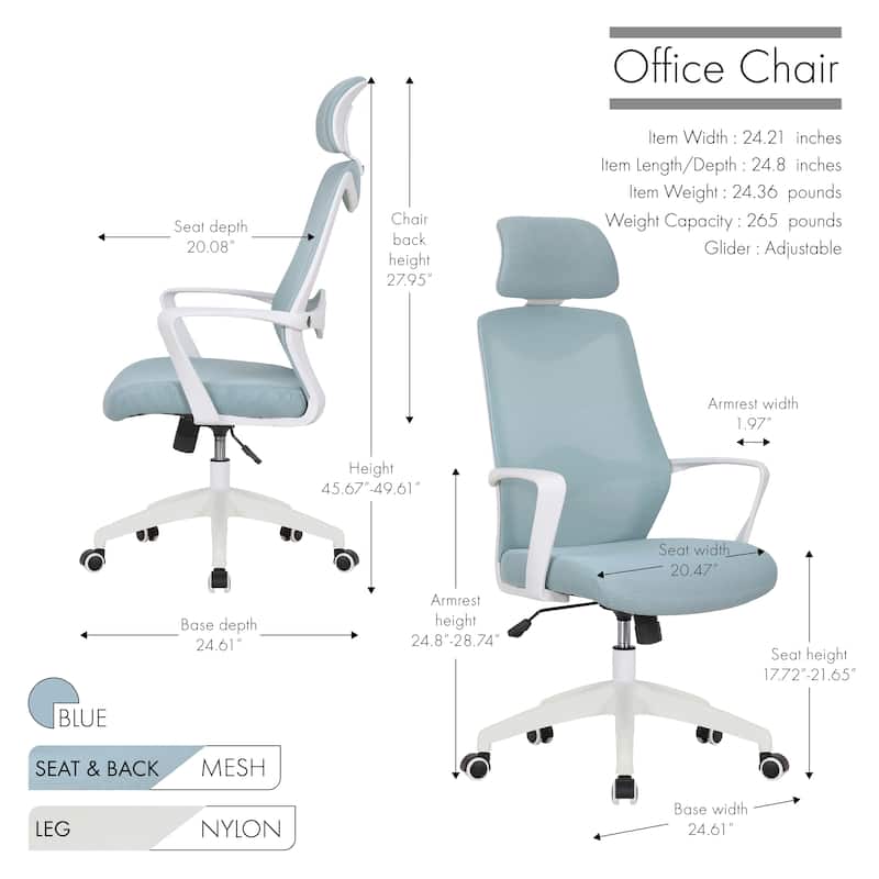 Porthos Home Cory Swivel Office Chair, Tall Mesh Back, Height Adjustable Seat