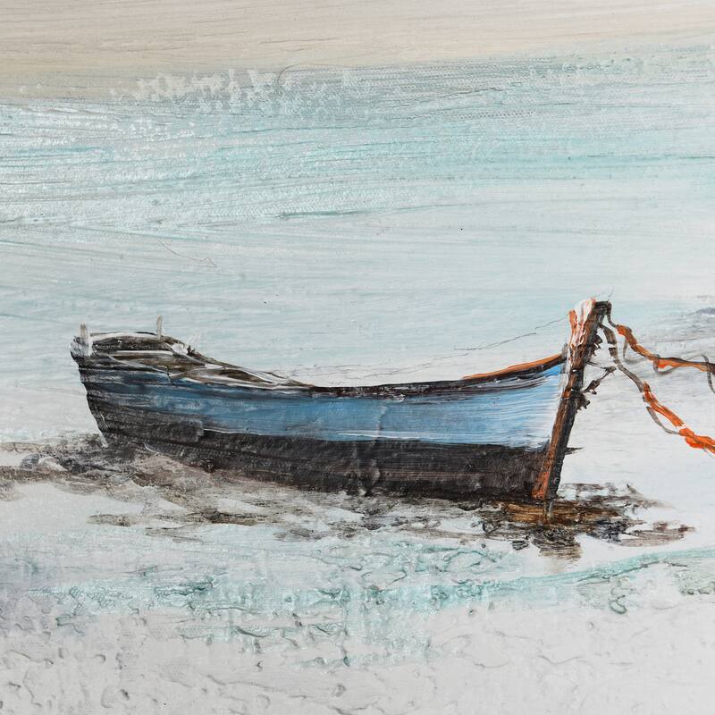 StyleCraft Seaside Hand-Painted Framed Canvas Wall Art - 62" x 42"