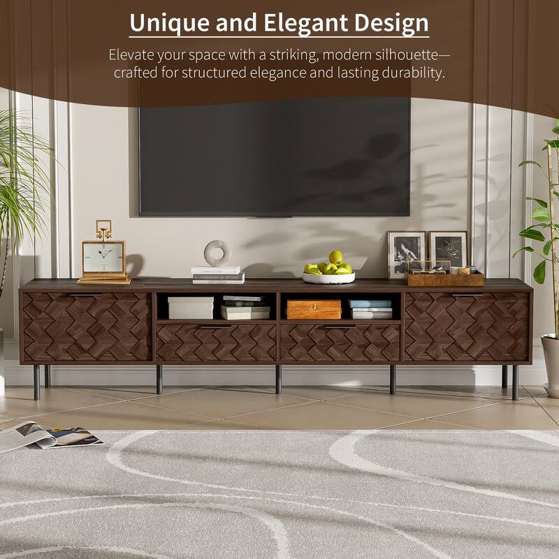 78 in with Rattan Doors TV Stand for TVs up to 85 in - n/a