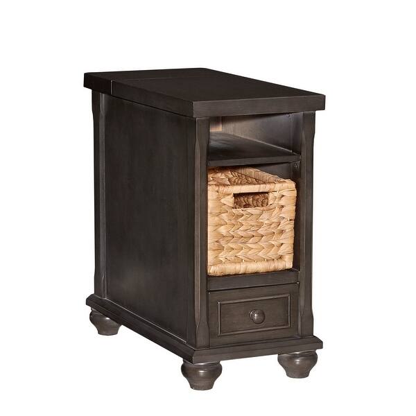 Shop Powell Home Fashions D1038a16 Hudson 12 Wide Wood End Table With Usb Charcoal Grey Overstock 28325711