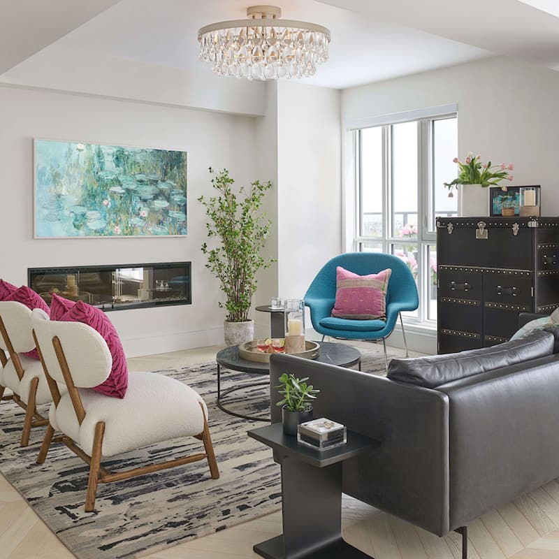 Viviana 4-light Crystal Teardrop Round Flush Mount