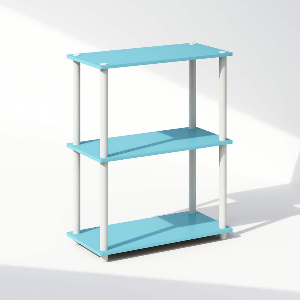 23.6 in. Tall White Wood 3-Shelf Bookcase