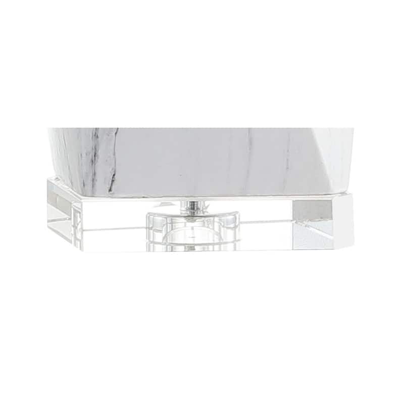 Cleo 25.5" Ceramic Marble/Crystal LED Table Lamp, White by JONATHAN Y