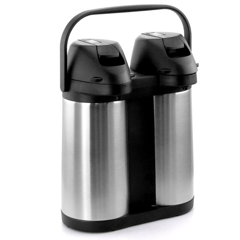 MegaChef Dual 1.9 Quart Stainless Steel Airpot, Hot Water Dispenser for Coffee and Tea