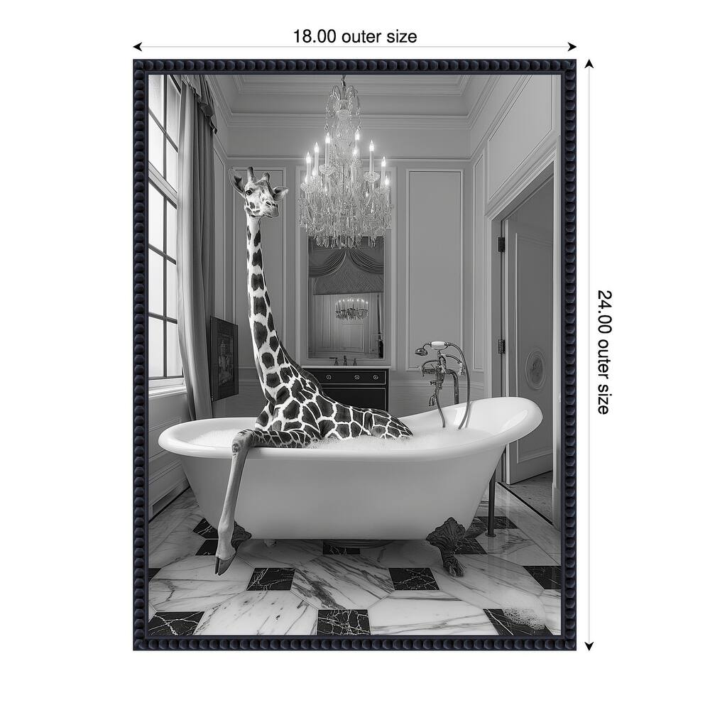 Giraffe Glam Soak by Niky Rahner Framed Canvas Wall Art