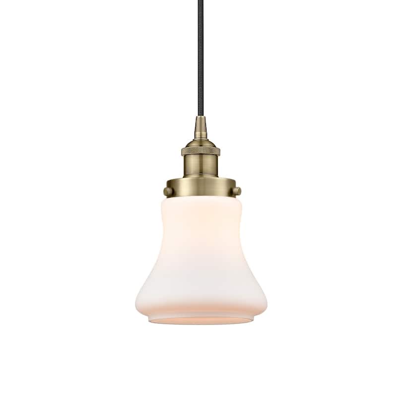 Innovations Lighting 616-1PH-10-6 Bellmont Pendant Bellmont 6" Wide - Antique Brass / Matte White