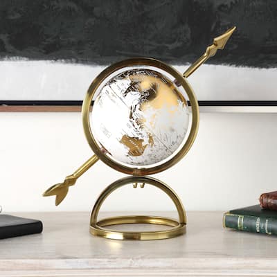 Gold Aluminum Metal Globe with White Center