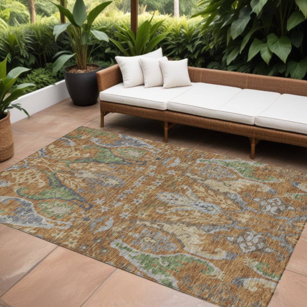 HomeRoots Floral Transitional Rectangle Outdoor Rug