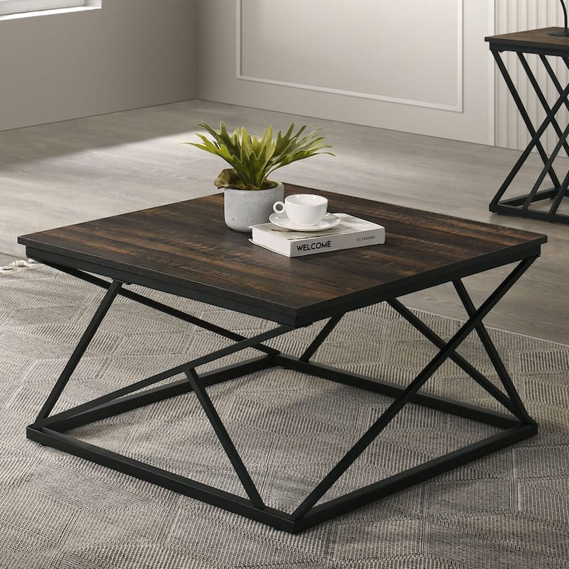 Furniture of America Briva Modern 3-Piece Wood Square Coffee Table Set