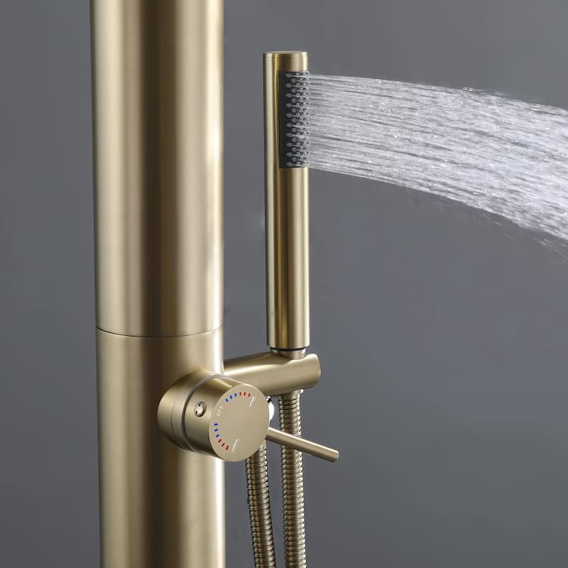 89'' H 304 Stainless Steel Freestanding Outdoor Shower with Detachable Rain Shower Head