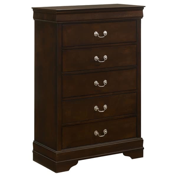 slide 2 of 12, Louis Philippe Wood 5-drawer Bedroom Chest Cappuccino