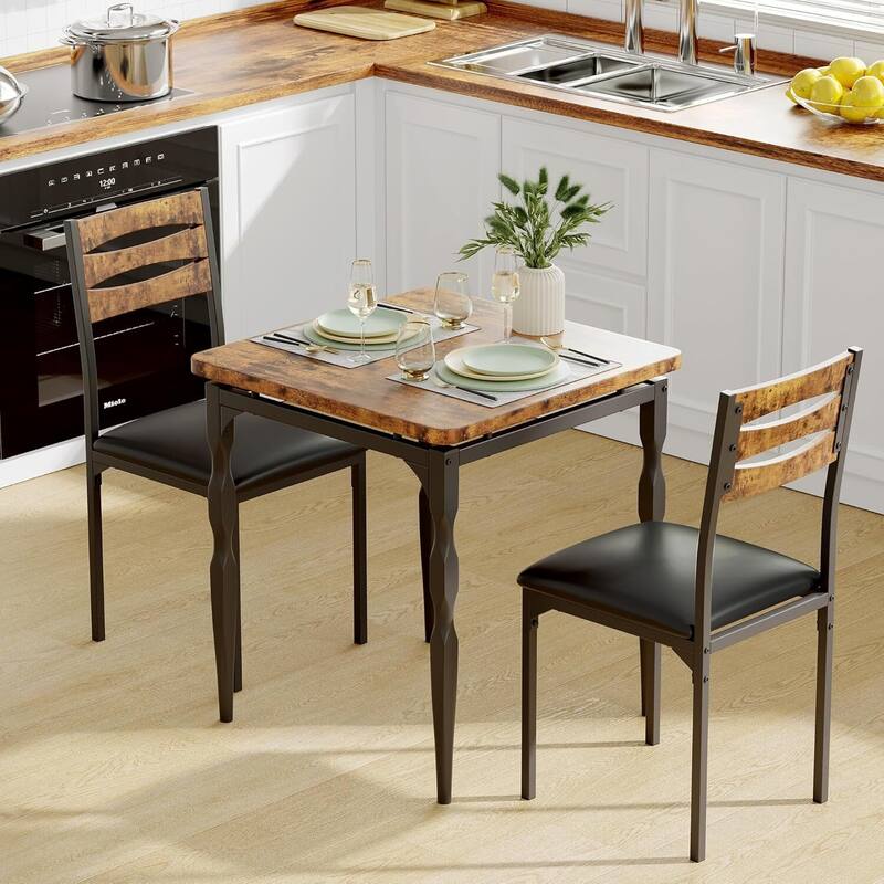 Dining Table Set for 2 with Spiral Table Legs for Small Spaces Kitchen Apartment