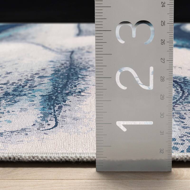 Well Woven Abstract Tokyo Retro Marble Flat-Weave Area Rug