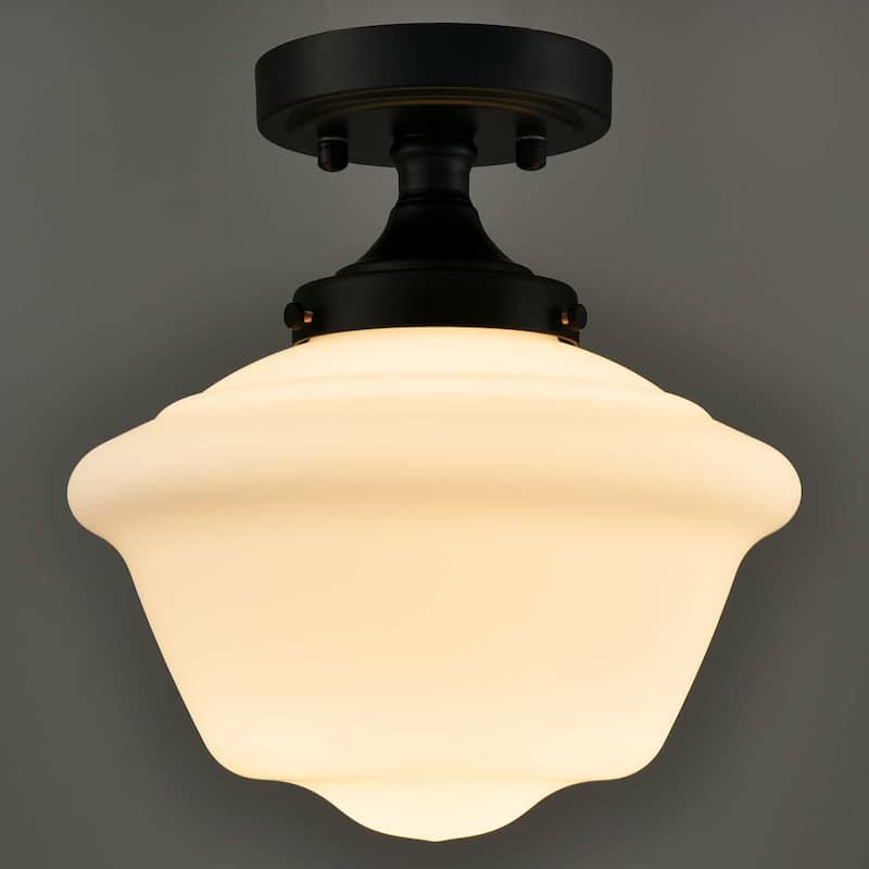 Kavala Schoolhouse Ceiling Light Fixture with Milk Glass Shade