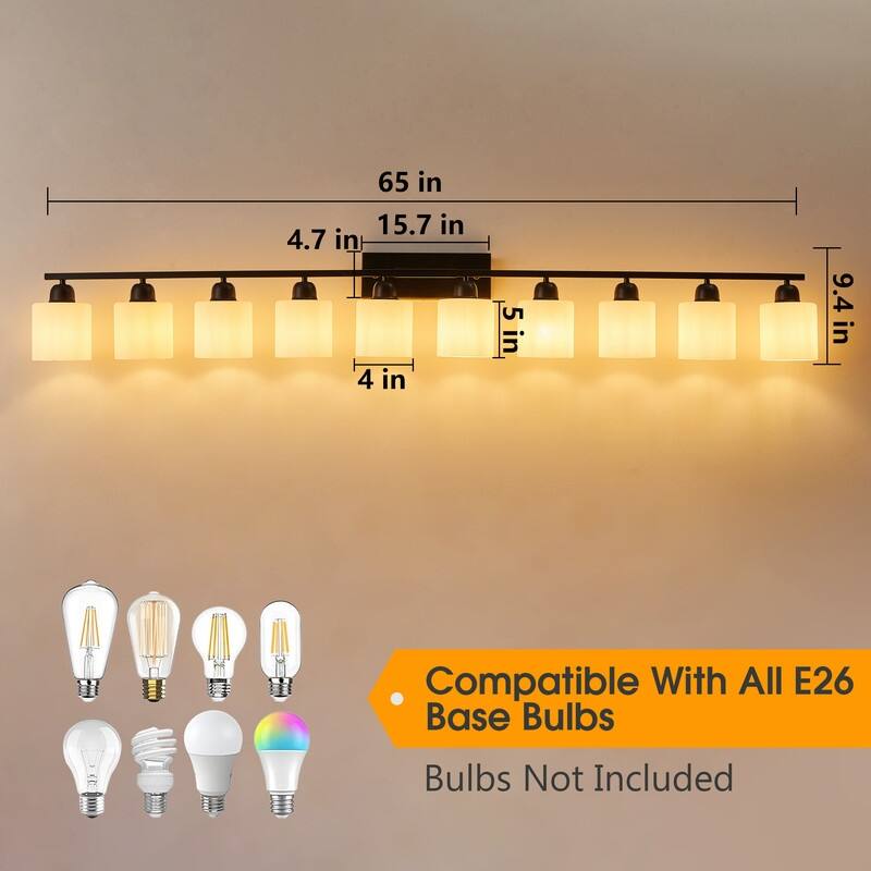 Modern Bathroom Vanity Light With Frosted Milk Glass Shades
