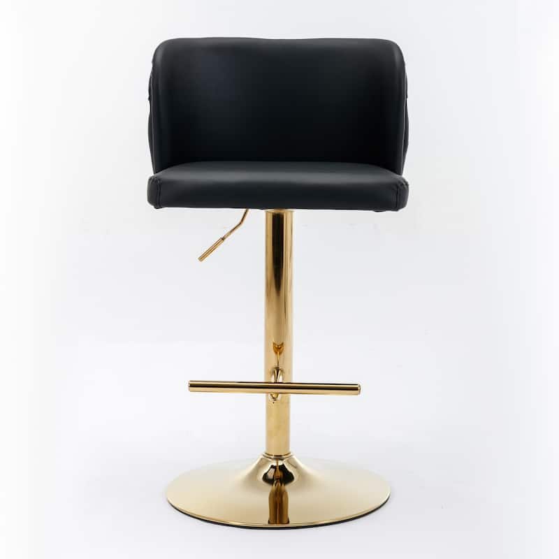 PU Upholstered Bar Stools Set of 2, Swivel Bar Stools with Adjusatble Height, Kitchen Island Chairs with Footstool