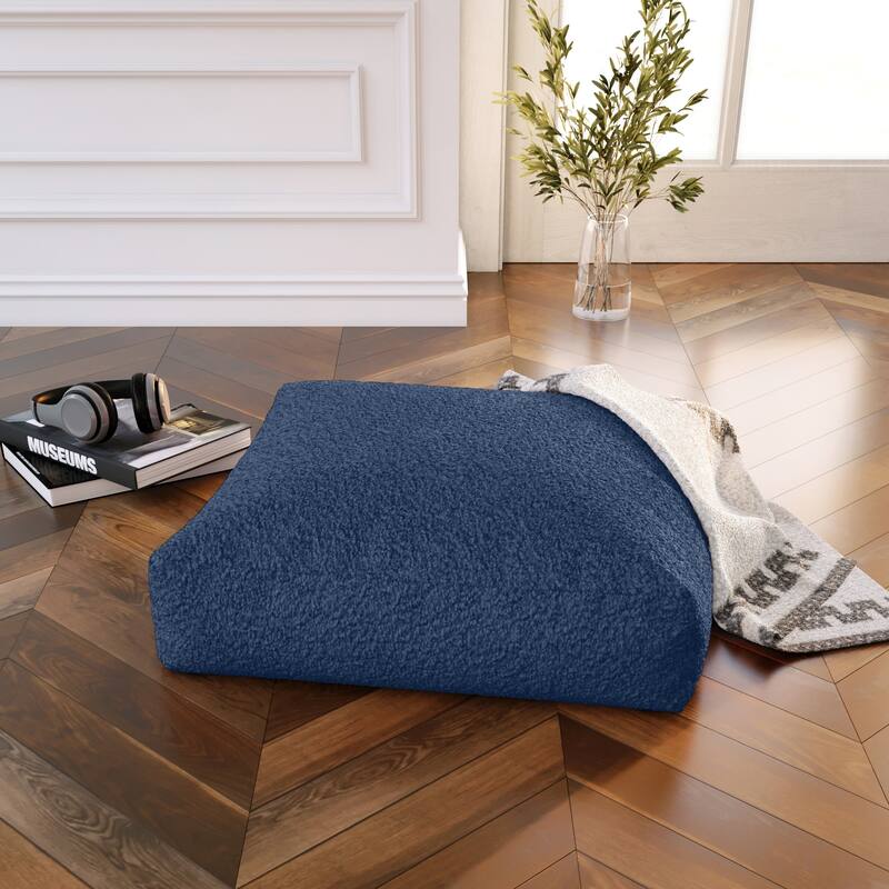 Jaxx Brio Large Decor Floor Pillow / Yoga Cushion, Faux Lamb - Indigo