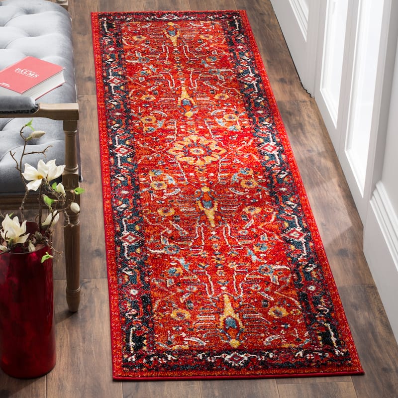 SAFAVIEH Vintage Hamadan Kishiko Oriental Rug - 2'3" x 8' Runner - Orange/Navy