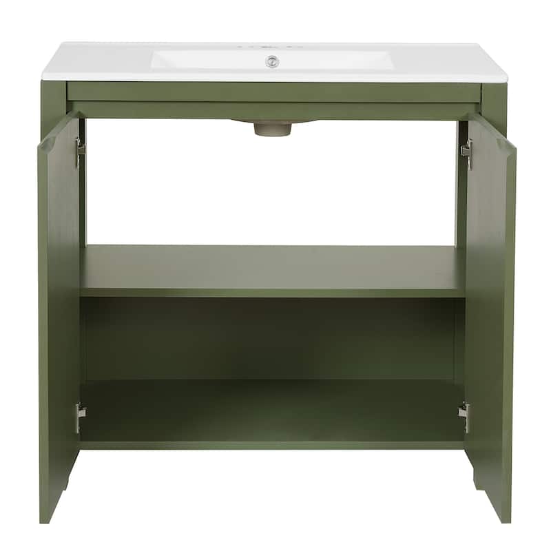 36"Freestanding Bathroom Vanity with Ceramic Sink