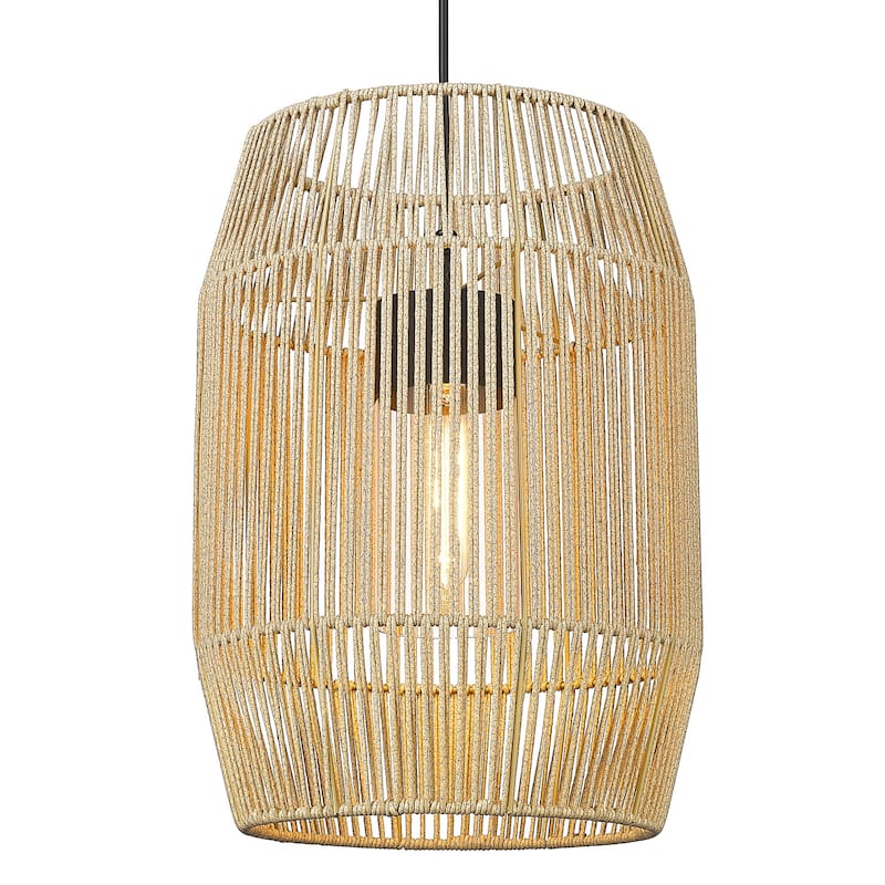 Seabrooke 1 Light Pendant - Outdoor - Natural black with rope