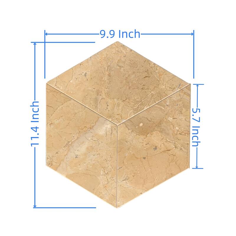 Roomfitters Hexagon Natural Marble Tile, Polished Stone for Wall and Floor, Genuine Marble, 12-Piece Box, Gold Yellow Beige