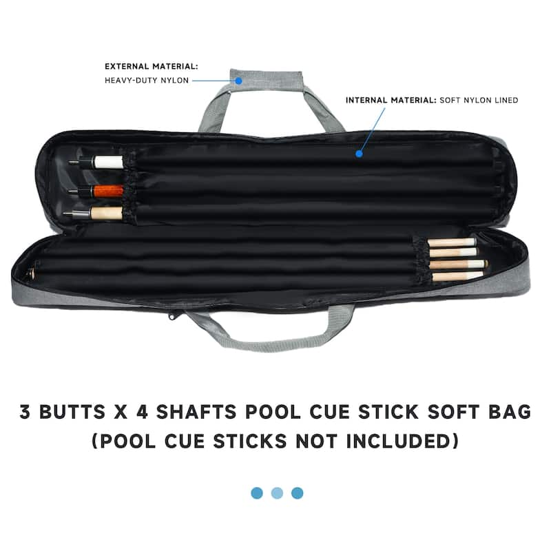 GSE™ 3x4 Soft Billiard Pool Cue Stick Carrying Bag, Billiard Cue Case Holds 3 Butts/4 Shafts (4 Colors)