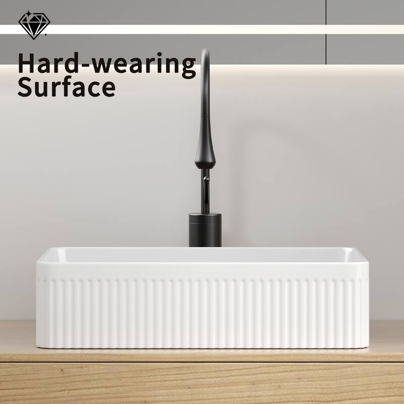 GDFStudio - Adrian Porcelain Vessel Sink with Modern Countertop Bathroom Basin Design