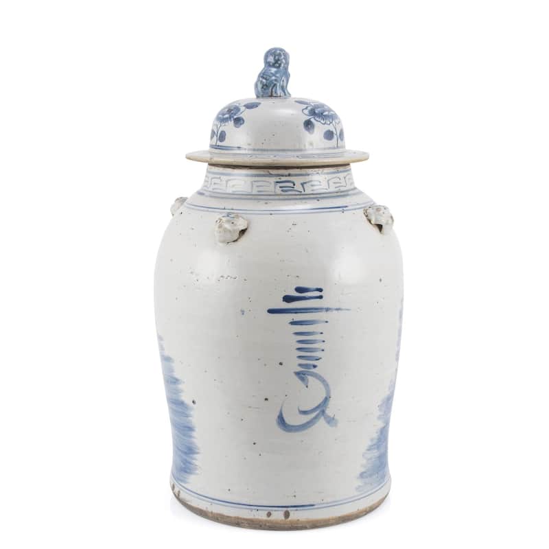 Vintage Temple Jar Flower Bird Motif - Small