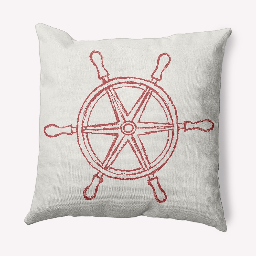 Large Ship Wheel Nautical Indoor/Outdoor Throw Pillow
