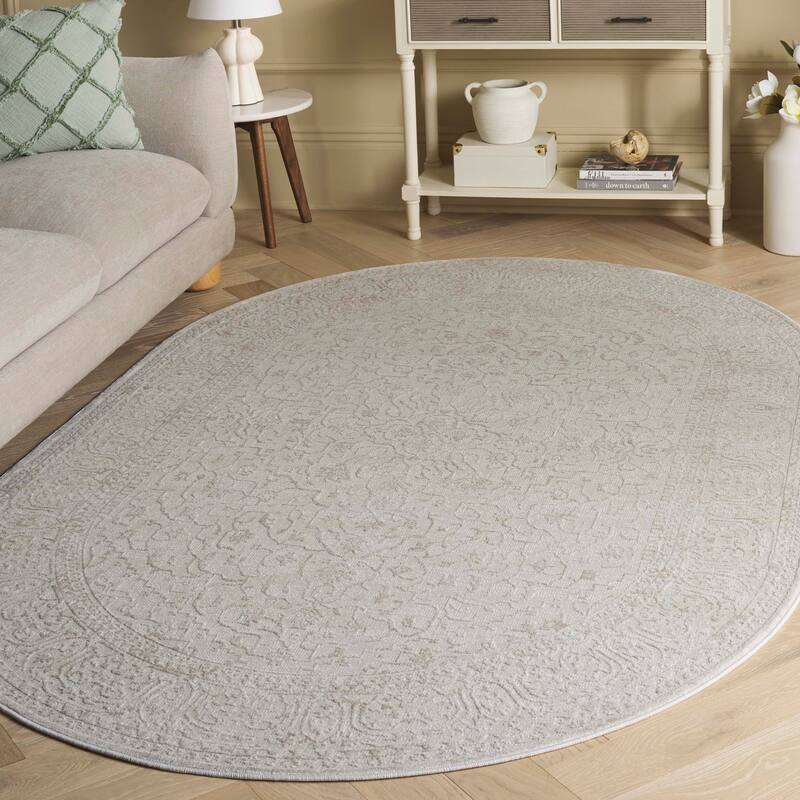 SAFAVIEH Reflection Elzada Oriental Rug - 6' x 8' Oval - Creme/Ivory