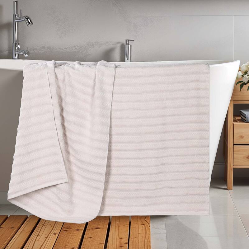 Superior Zuma Zero Twist Cotton Medium Weight Soft Absorbent Bath Sheets, Set of 2 - Silver