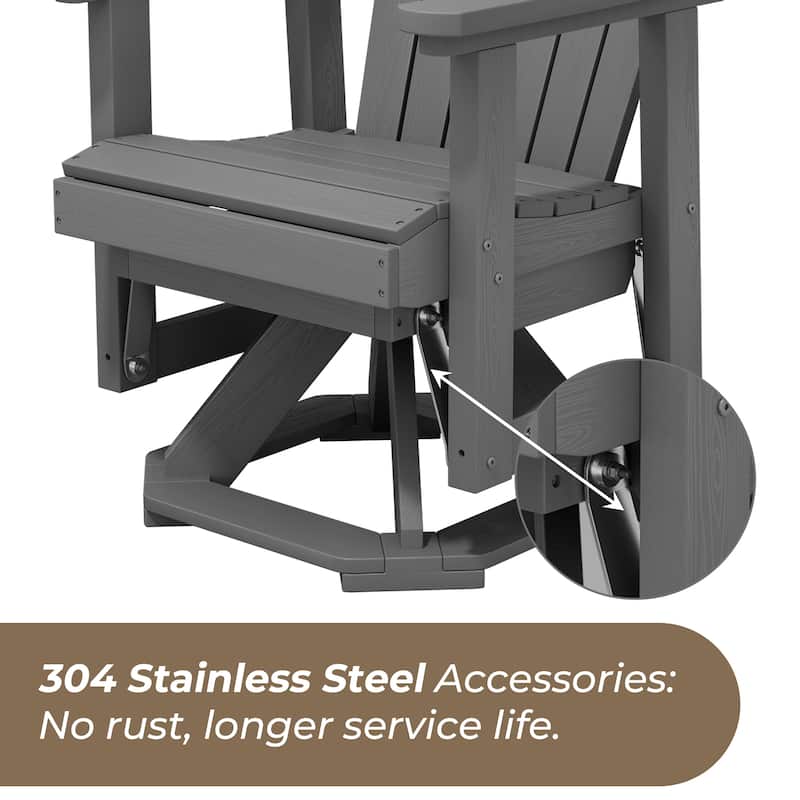 Set of 2 HDPE Adirondack Swivel Gliders, Outdoor Patio Chair Set