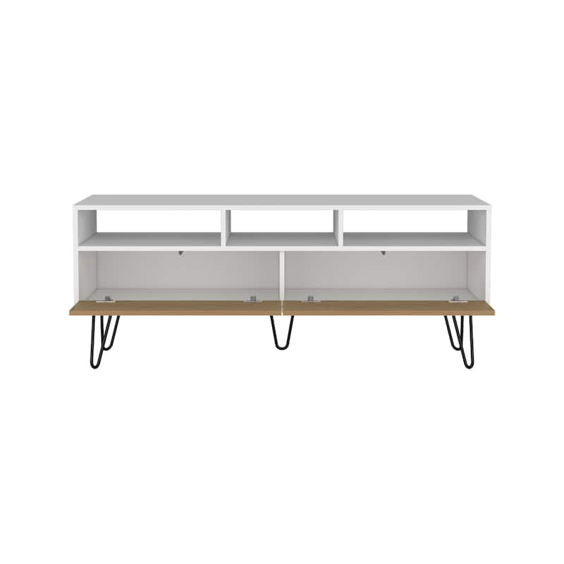 Modern design TV Stand, 2 Doors, 3 Shelves, 5 Legs with spacious storage,FSC Certified CPSIA Compliant