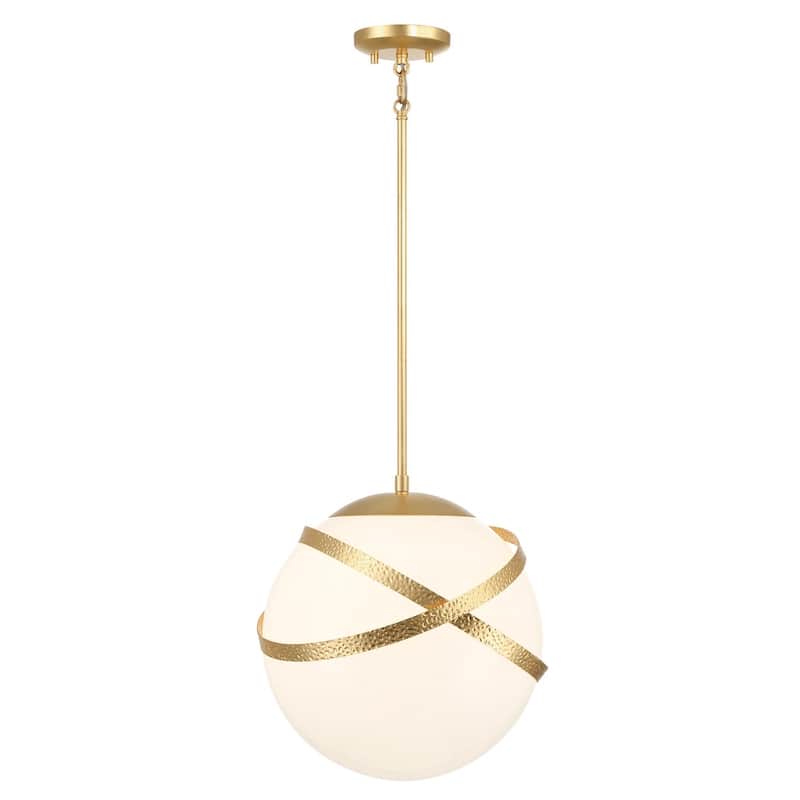 Minka Lavery 5432 Batignolles 14" Wide Pendant with White Glass Shade