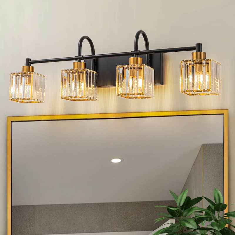 3/4/5-Light Modern Industrial Dimmable Crystal Bathroom Vanity Light - 28.7 in. W