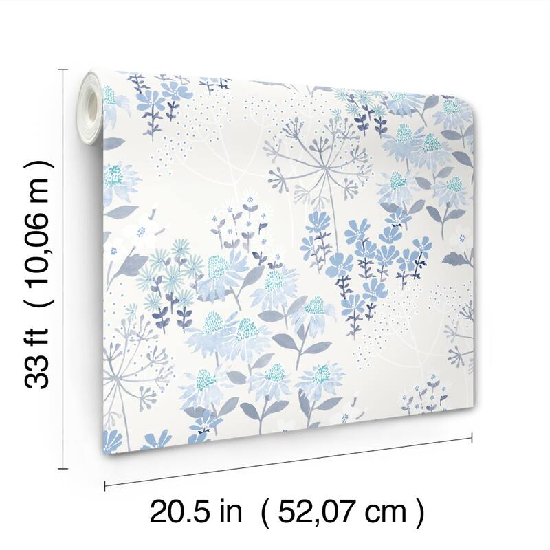 A-Street Prints Cultivate Blue Springtime Blooms Wallpaper