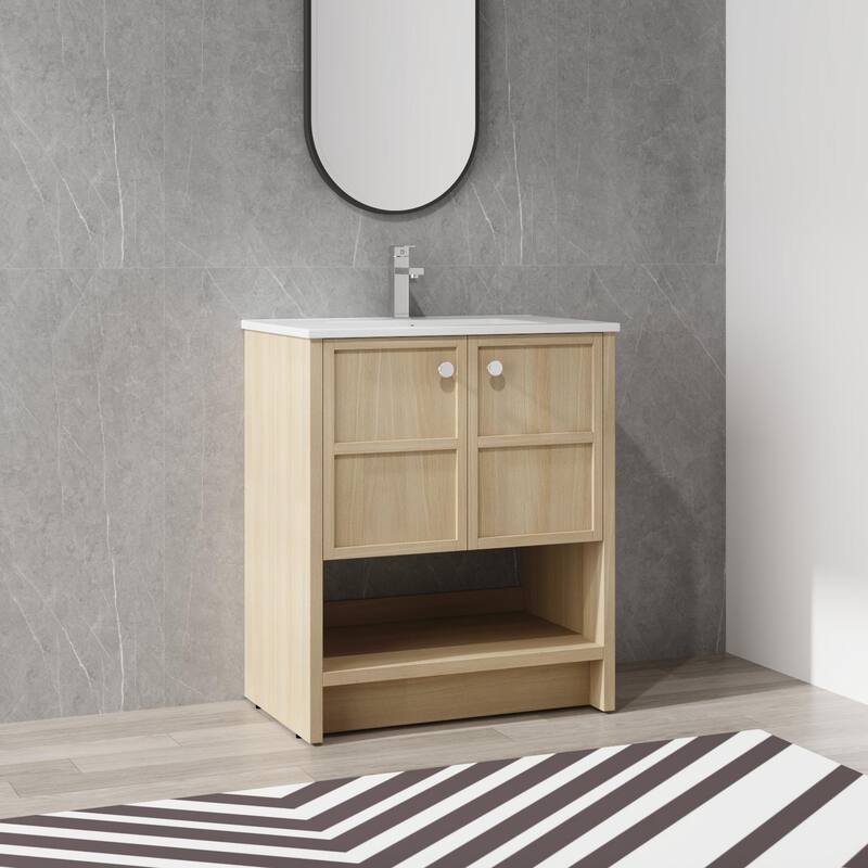 Beingnext 24"/30" Bathroom Vanity with Sink, Floating/Freestanding Bathroom Vanity with Soft Close Door